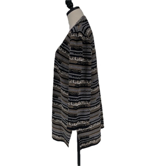 NWT Misook Women's Black Gold Silver Metallic Geometric Long Knit Cardigan XL - Picture 9 of 12